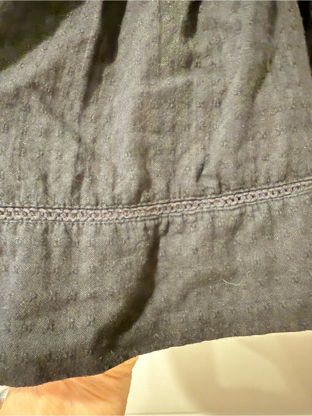 Sundance Sweatpea Black Smocked Button-Front Peasant Top - Picture 3 of 8